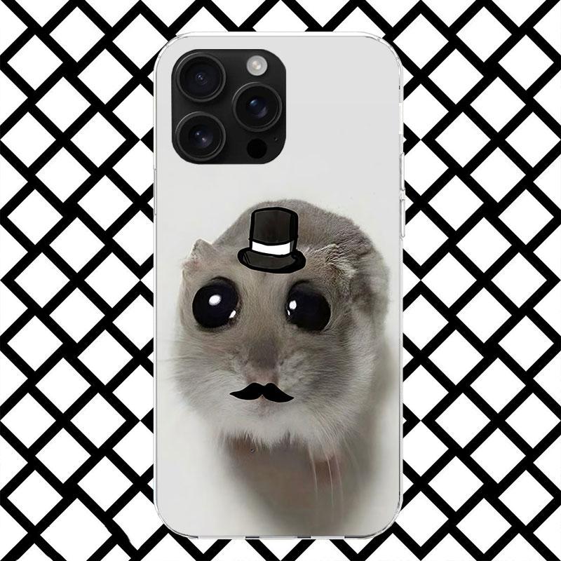Funny Sad Hamster Meme Phone Case for iPhone 17 Air 16 16E 15 14 Plus 13 Mini 12 11 Pro Max 7 8 + SE 2020 Soft Cover Fundas 11 P