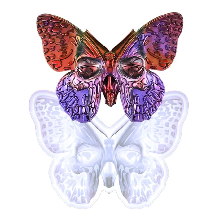 Stereo Butterflies Skull Epoxy Casting Mould for Wall Hanging Decor DIY Crafts
