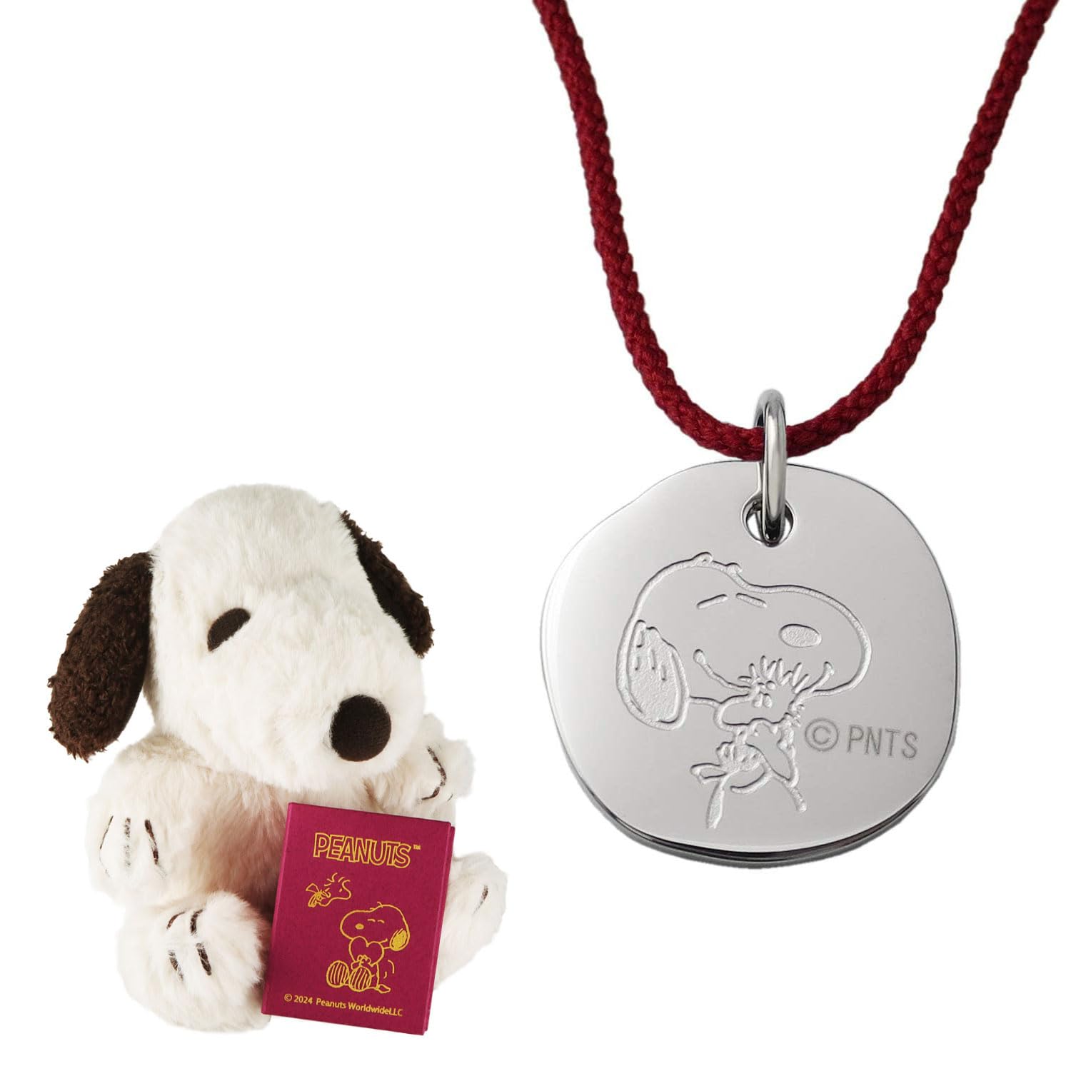 

Collaboration Snoopy Snoopy Circle Plate Stainless Steel Necklace Red Plush Toy Official [Phiten] (Code Set) Women s