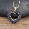 Nidin Top Quality 4 Colors Heart-Shaped Hollow Crystal Zircon Pendant Link Chain Necklace Women's Charm Jewelry Anniversary Gift