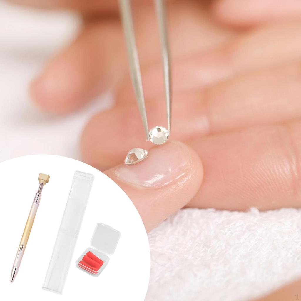 Rhinestone Picker Dotting Pen DIY Nail Art Tool Compact Multiuse Adjustable Refillable Replaceable