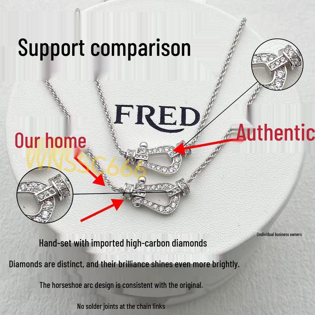 Fred 18K Gold Horsebit Diamant Anhänger Schlüsselbein Kette