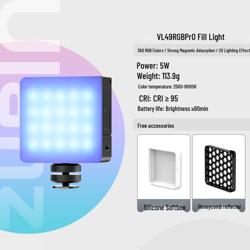 Ulanzi VL49 RGB Portable Mini Fill Light for Photography, Live Streaming, and Selfie Cameras