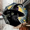 Spooky Witch Cat Umbrella: Automatic Opening & Closing, Outdoor Protection, Travel Accessory, Lightweight & Durable