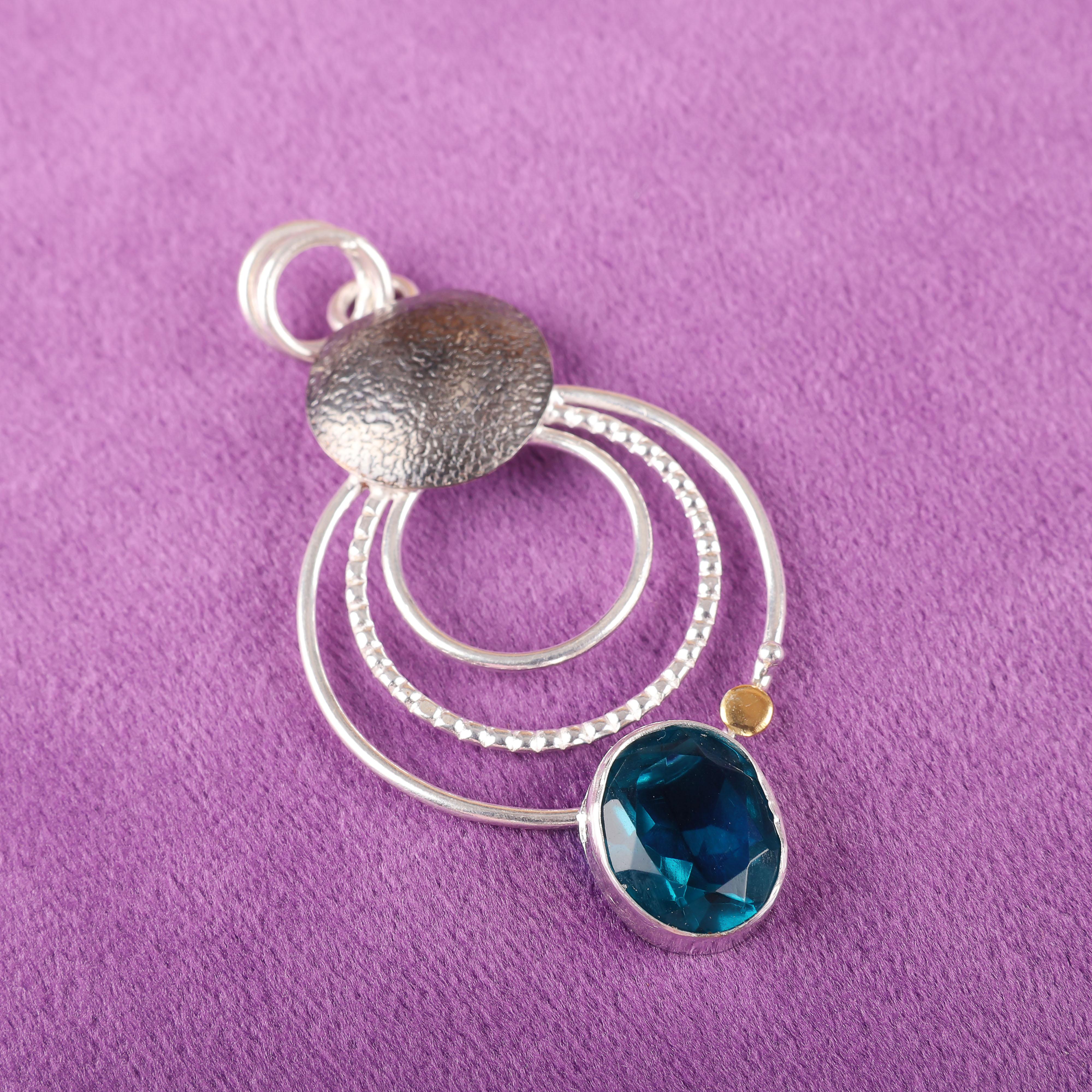 

Ювелирные изделия из апатита, ювелирные изделия из стерлингового серебра 925 пробы, великолепная серебряная подвеска ручной работы для подарка на День благодарения синий