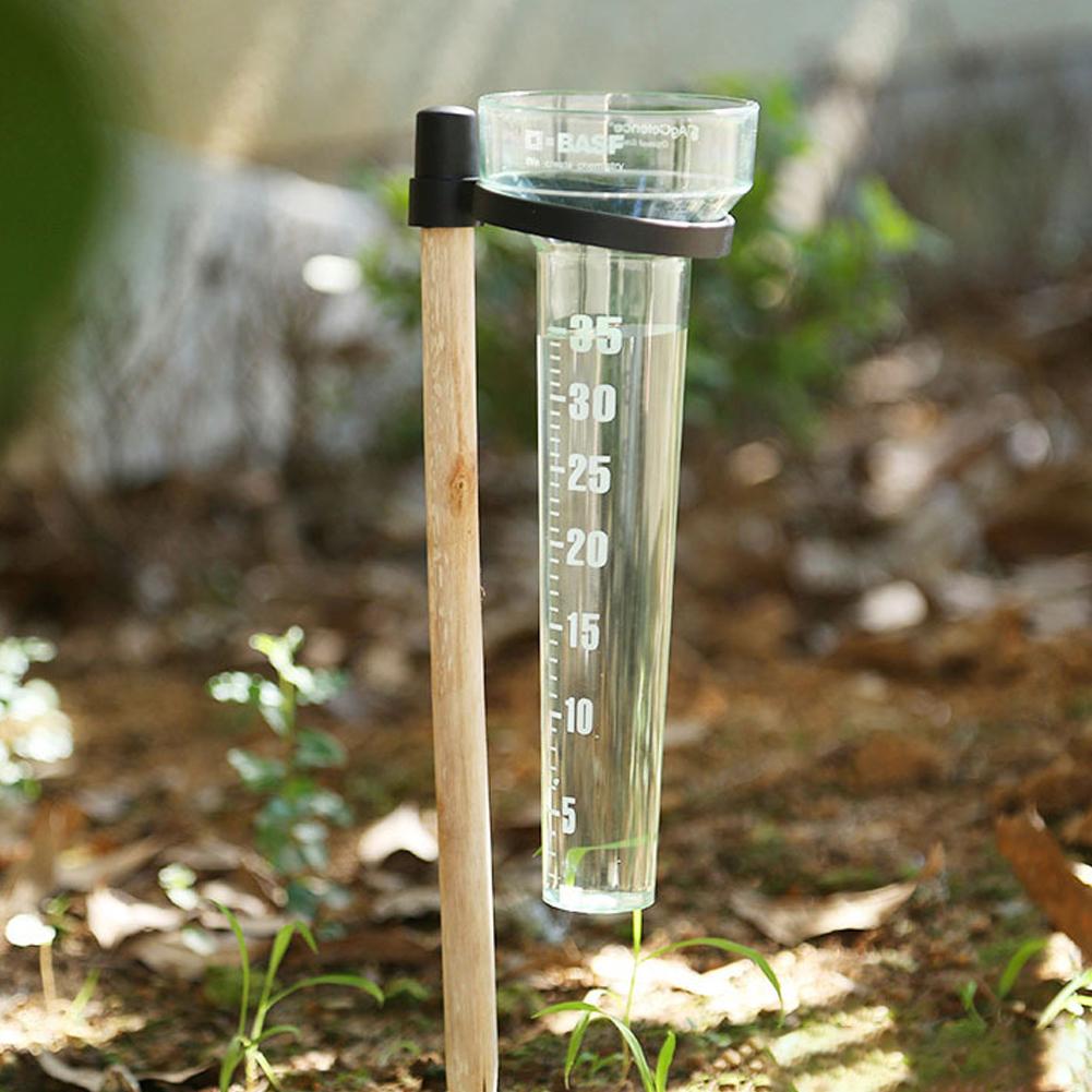 Polystyrene Rain Gauge Up To 35mm Plastic Rain Gauge with Stand Garden Outdoor Yard Rainfall Measurement for Garden Yard
