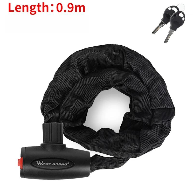 WEST BIKING Candado de Cadena de Alta Seguridad para Bicicleta Portátil Antirrobo para Bicicleta de Montaña MTB Con 2 Llaves Para Patinete Bicicleta Eléctrica