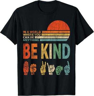Be Kind Sign Language T Shirts for Women Men Vintage Inspirational Kindness Tees