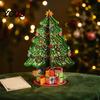 Exquisite Christmas Scene Decoration 3D Puzzle Paper Tree Decoration, Holiday Desktop Ornaments Compact Xmas for Party with Star Topper And