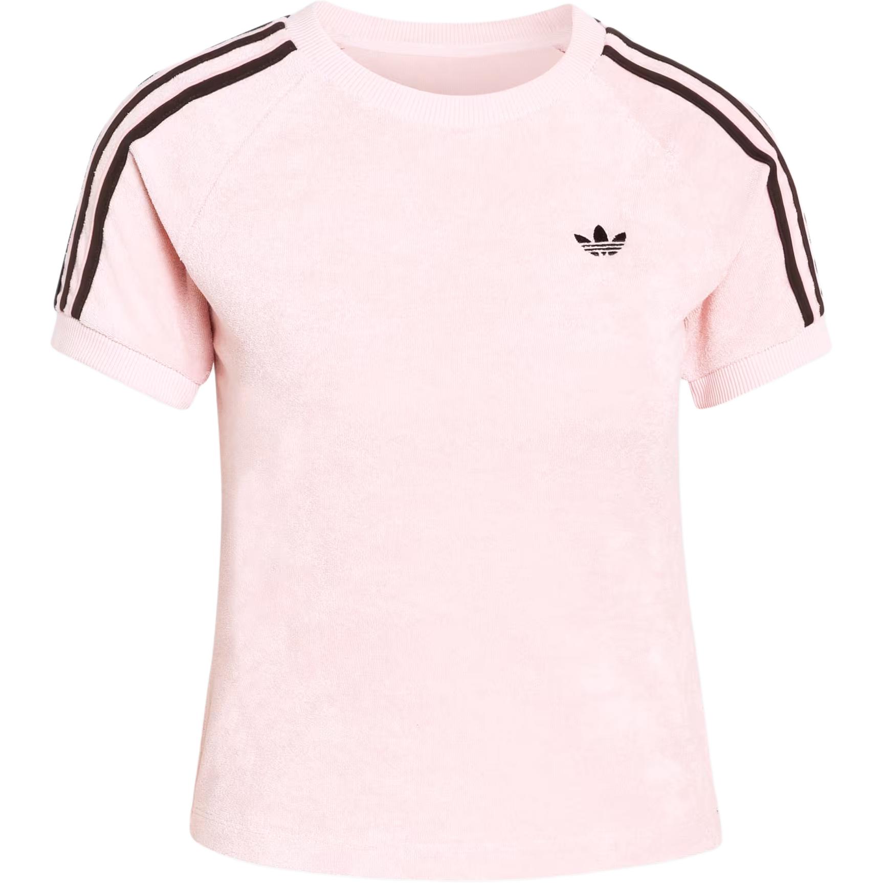 Adidas Originals Striped Logo Round Neck Slim Fit Short Sleeve Crop T-Shirt Women Tops KD1410 XS
