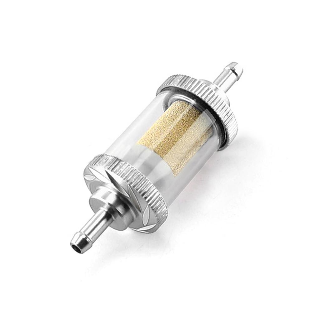 

6мм Мотоциклетное Стекло Бензин Топливо Бензин Медный Сердечник Масляный Фильтр Алюминиевый Сплав ЧПУ Мото для Квадроцикла Мотоцикла для Питбайка Мотокросс Аксессуары серебряный