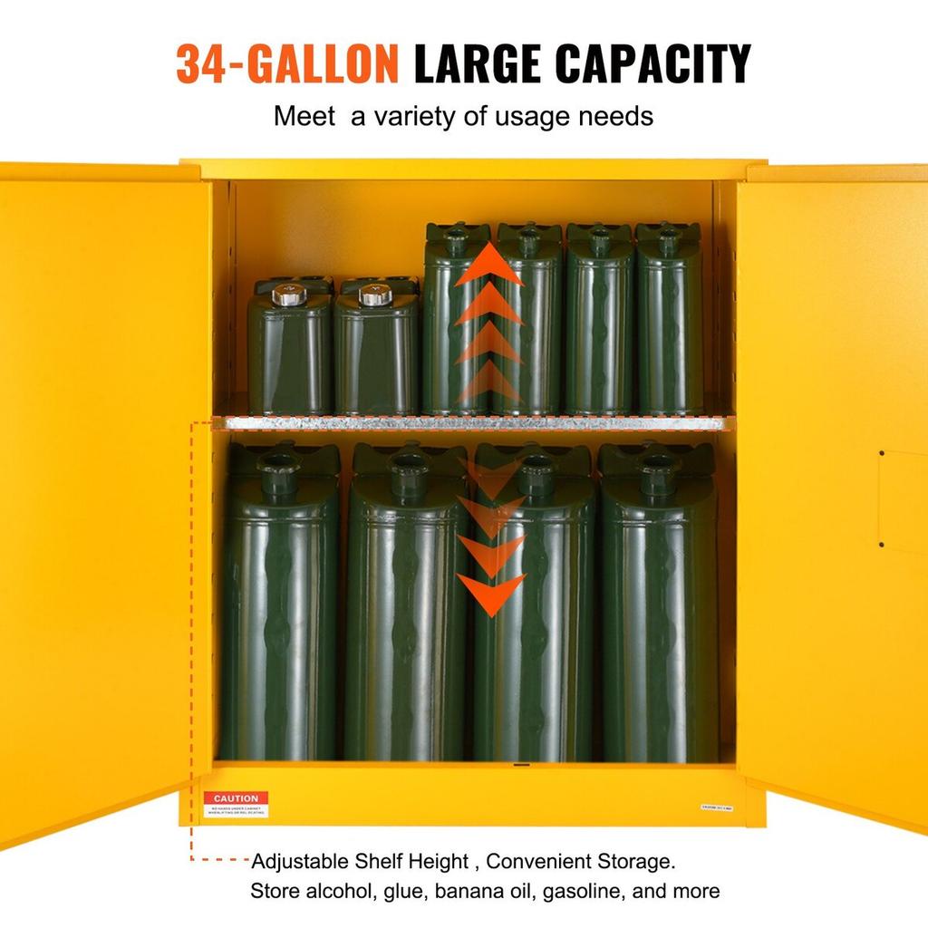 Flammable Safety Cabinet, 30 Gal, Cold-Rolled Steel Flammable Liquid Storage Cabinet, 43.1x18.1x50.1 in Explosion Proof with 1 Adjustable Shelf 2