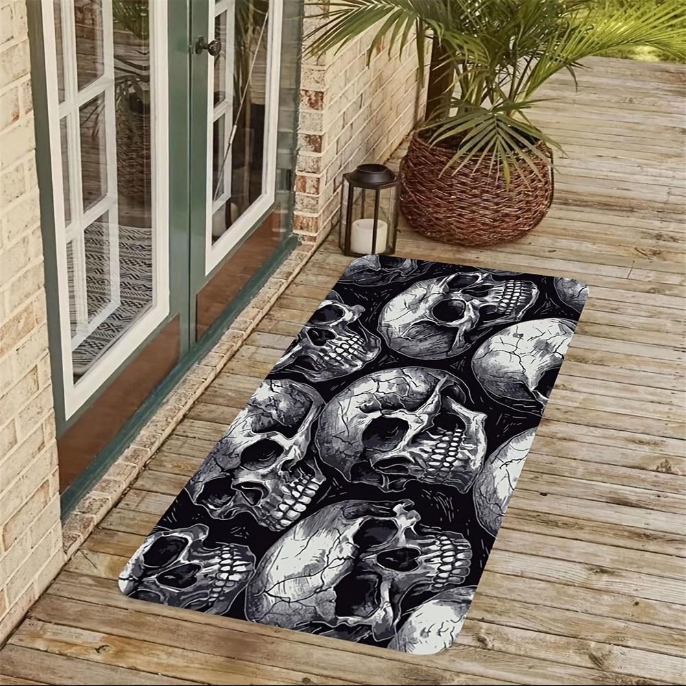 Punk Skull Floor Mat Dining Table Non-Slip Mat Dark Wind Door Mat Wear Entrance Balcony Cafe Home Decoration