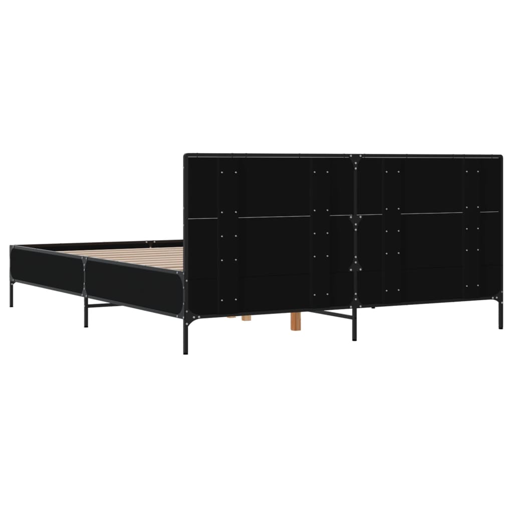 Bed Frame Black 120x200 cm Wood Based Panel and Metal