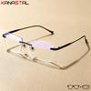 Men Rimless Prescription Glasses Myopia Reading Eyewear Women Blue Light Blocking Lenses Computer Pure Titanium Eyeglasses Frame