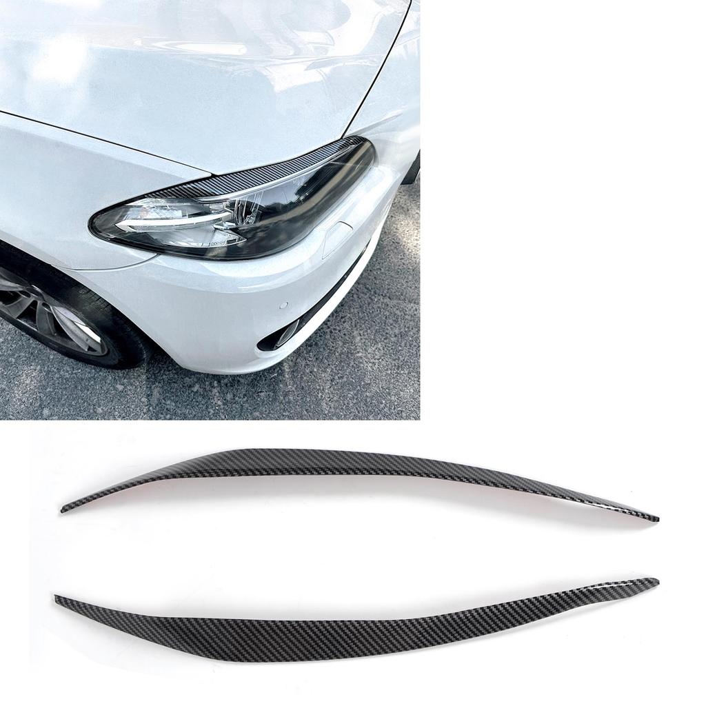 Front Headlight Eyebrow Cover ABS Black Front Headlight Lamp Eyebrow Cover Trim for 5 Series F10 LCI 2014 to 2016