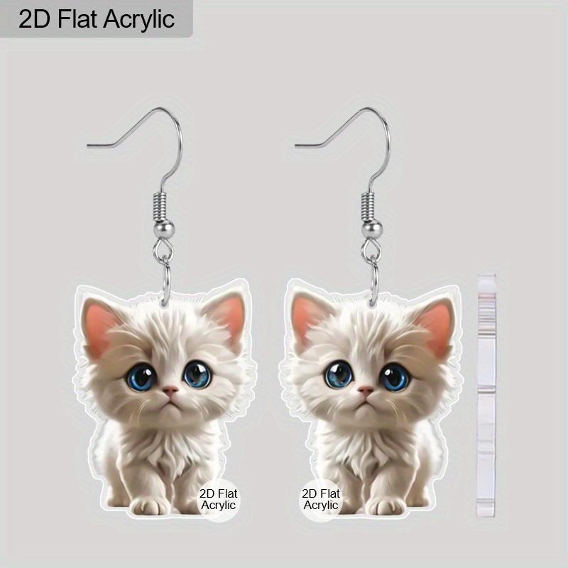 Christmas Gifts - Animal Series Acrylic Women's Fashion Dangle Earrings, Cute Cat-Shaped Design for Women's Daily Wear and Holiday Parties