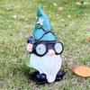 Garden Gnome Statue Outdoor Gnome Sculpture with Solar Lights Resin Gnome Holding Telescope Decoration for Lawn Yard Patio
