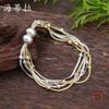 Five snake bone chain mixed-color magnetic buckle bracelet, fashionable and high-end round bead snake bone chain bracelet