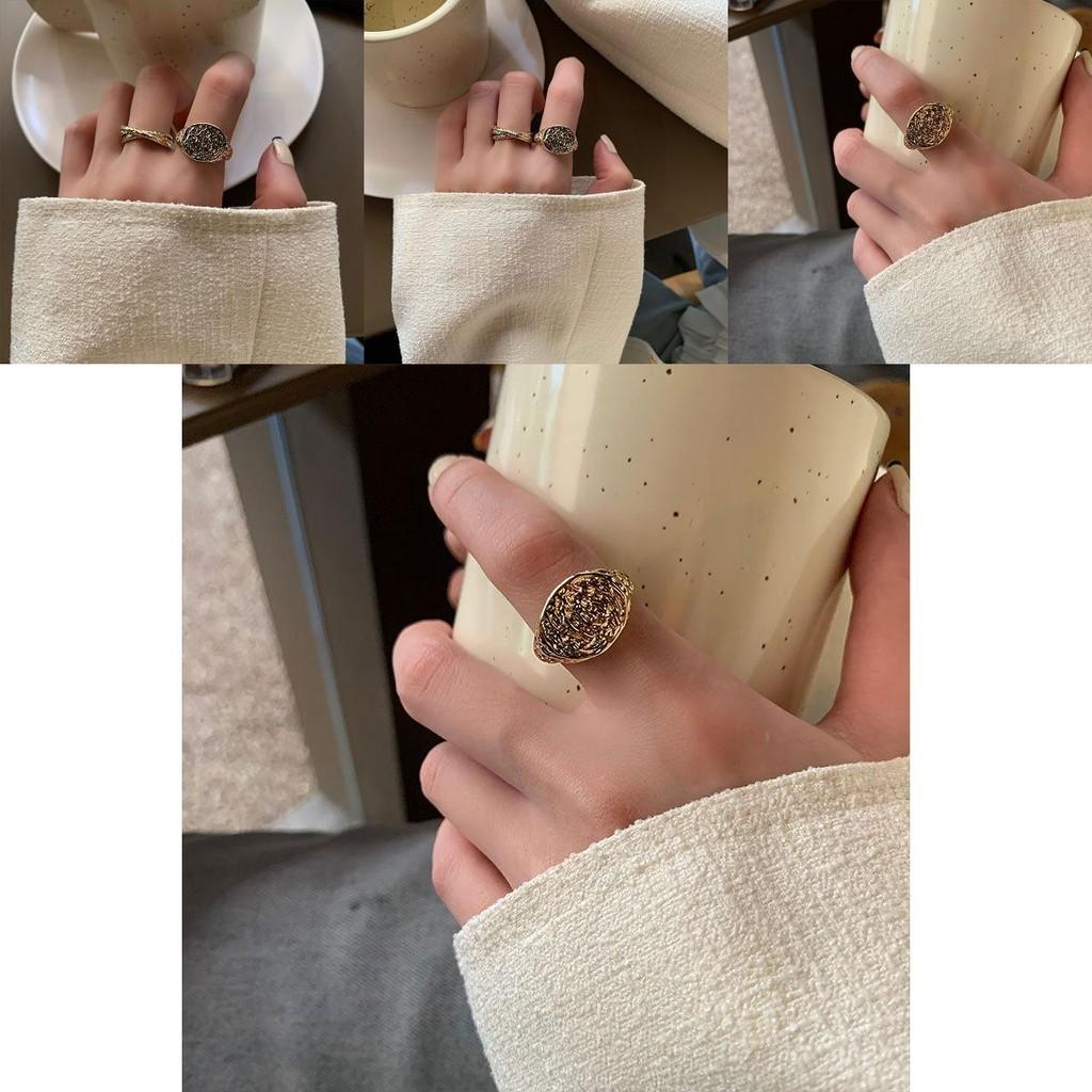 Trendy Delicate And Open Adjustable Ring With Vintage Meteorite Texture Perfect For Fashion Forward Women