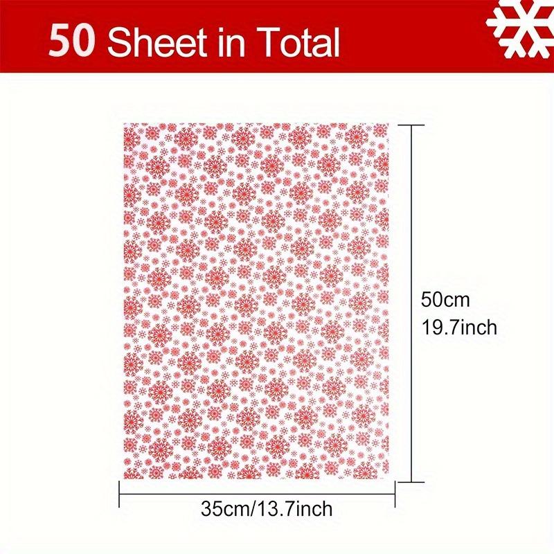 50 ark Julsnöflinga Silkespapper Röd Snöflinga Partipack 50x35cm Julpapper för DIY och Hantverk Presentpåsar Nyårsdekorationer