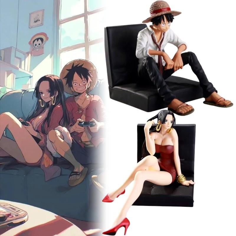 Durable Plastic One Piece Luffy Sofa Figure And Boa Hancock Collectible Model Display