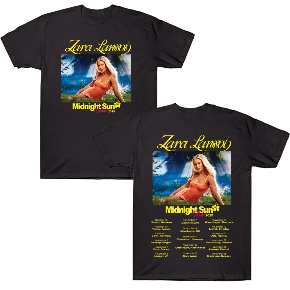 

Zara Larsson Midnight Sun Tour 2025 T Shirt Men Women Cotton Tees Ummer Casual Short Sleeve Round Neck Clothing Loose Tops Trend 4XL