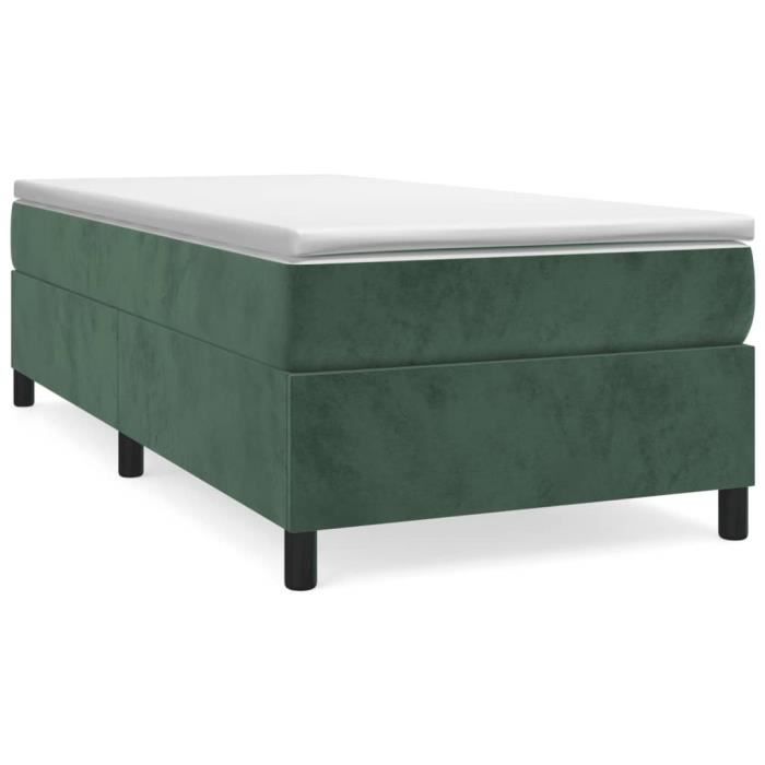 3144660 vidaXL Lit à sommier tapissier avec matelas Vert foncé 90x200 cm