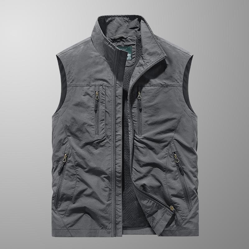 6XL Plus Size Men's Summer Outdoor Hiking Vest Tactical Multi-pocket Lightweight Soft Shell Utility Travel Safari Cargo Vest Men