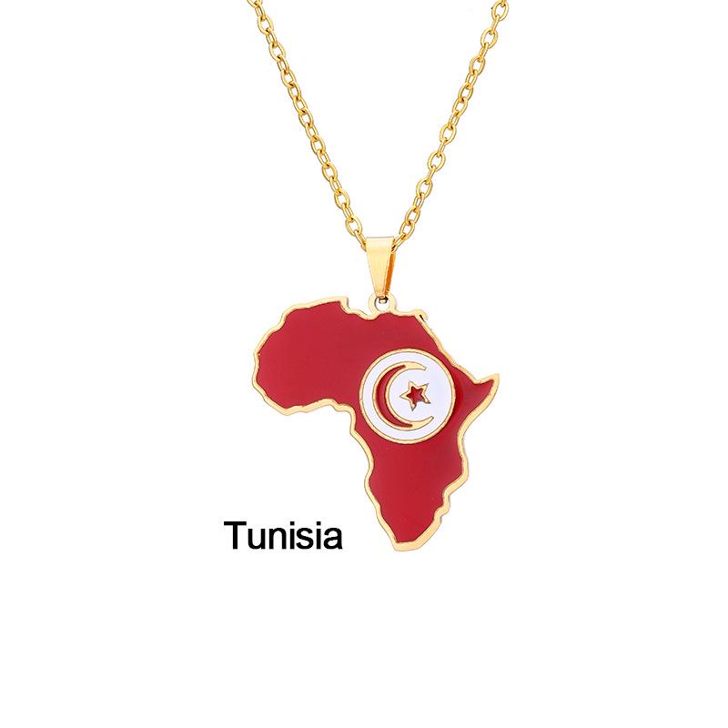 Edelstahl Afrikanische Karte Halskette: Elfenbeinküste, Ruanda, Ägypten, Uganda