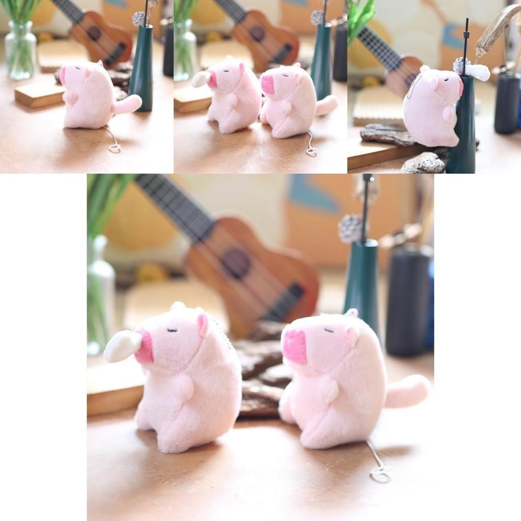 Cute Capybara Stuffed Animal Keychain With Plush Soft Filling And Wagging Tail