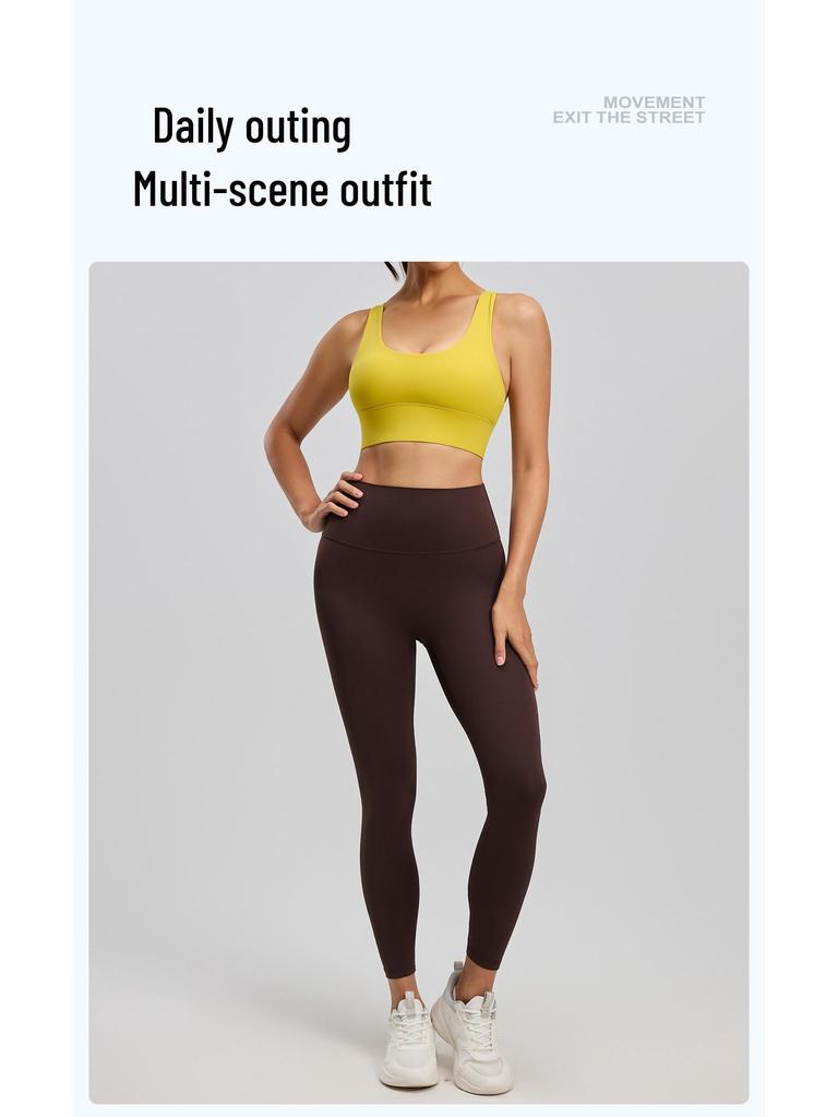 Juyitang Double-Sided Bare-Feel Yoga Pants with No Visible Lines, Back Pocket, and Shaping Hip-Lift for Women