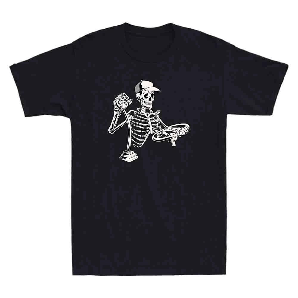 Skeleton Truck Driver Funny Skull Big Trucking Trucker Gift Retro Men s T-Shirt XXXL