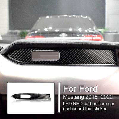 For Ford Mustang 2015-2022 Carbon Fiber Interior Car Dashboard Decoration Strip Styling Sticker Passenger Seat Side Accessories