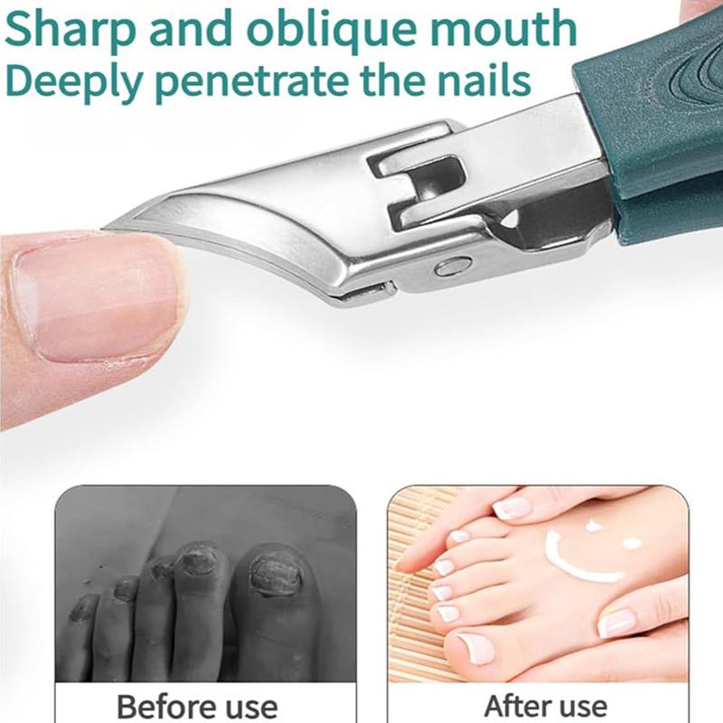 Wide-Jaw Opening Anti-Splash Slanted Nail Clipper Ingrown Nail Clippers Portable Toenail Fingernail Trimmer Set Manicure Tools