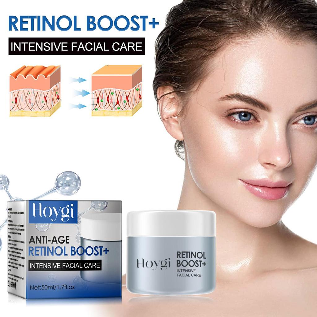Hoygi Retinol Boost Anti-Age Face Cream 50ml Wrinkle Remover Firming Moisturizer Collagen Hyaluronic Acid Intensive Facial Care For All Skin Types