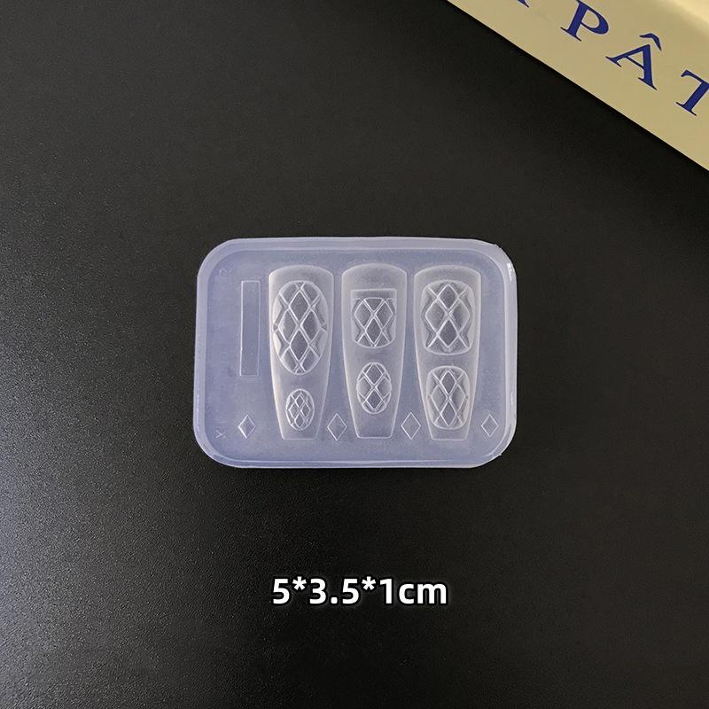 Silicone Nails Mold Plaid Bow Flower Reusable Templates Stamping 3D Diy Design Nail Art Parts Decorations Tools