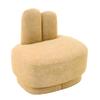 Cozy Bunny-Ear Fabric Ottoman - Fixed Upholstered Stool with Cute Ears, No Storage, Not Removable