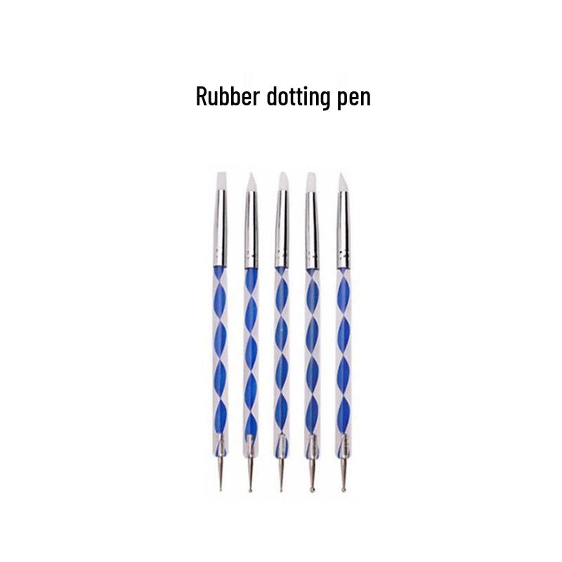 5-Piece Silicone Nail Art & Clay Dotting Pen Set - Double-Ended Tool for Scoring, Embossing & Shaping