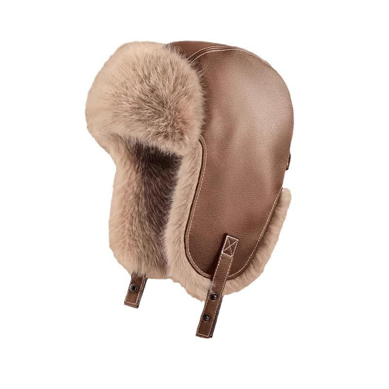 New Men's Winter Trapper Aviator Trooper Earflap Warm Russian Waterproof Ski Hat Bomber Cap Russian Warm Ear Protectors Hats