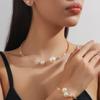 2025 New Design Rhinestone  Pearl  Set Necklace Bracelet Earring Set Suitable For Bridal Wedding Banquet Anniversary