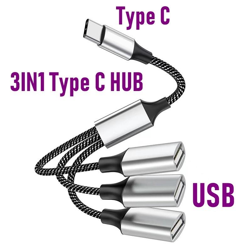USB Type C HUB Extensions 4 Ports USB Cable Splitter OTG High Speed Transfer Adapter Portable Converter For PC Computer Laptops
