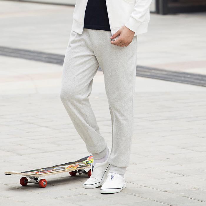 

Men s Casual Cotton Straight-Leg Sweatpants (Spring/Autumn) - Teen Loose Fit, Cuffed for Outdoor Running & Sports XL светло-серый