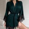 1011 spring popular satin sexy lace long-sleeved nightgown loungewear simple and comfortable casual approval