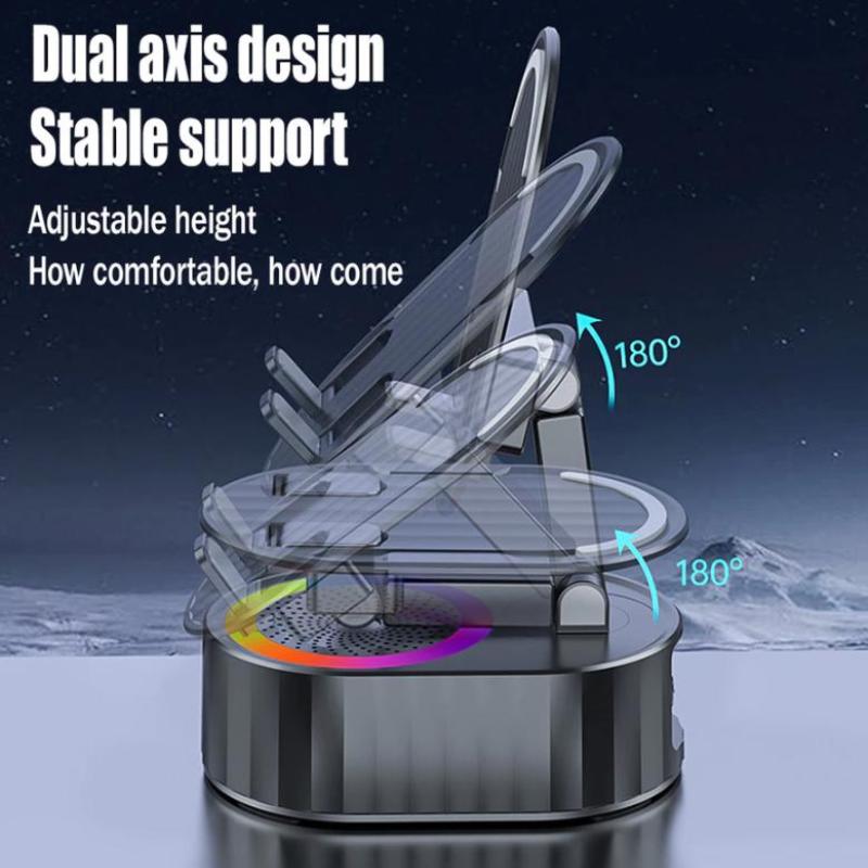 Induction Bluetooth Speaker With Phone Stand 6 In 1 Phone Holder 360° Stand Base 3000Mah Power Bank