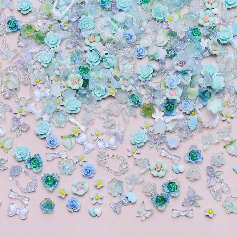 Three-Dimensional Flower Nail Art Jewelry Cute Nail Art Dopamine Jewelry Mixed Nail Art Material Package Resin Trinket