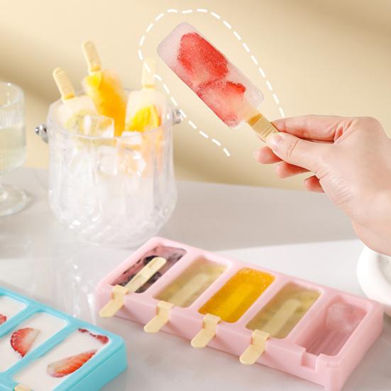 Eisform, Stapelbarer Eis am Stiel Hersteller mit Deckel, BPA-Freie Leicht zu Lösende Plastik Eis am Stiel Form für Selbstgemachten Joghurt