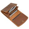 Retro Crazy Horse Leather Change Bag Snap Buckle Three-Compartment Genuine Leather Card Clip Casual First Layer Cowhide Card Bag Broken Silver Bag
