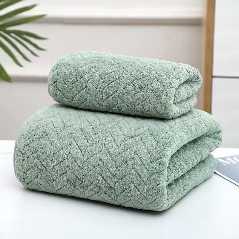 Wheat Ear Coral Fleece Towel Set: Soft, Quick-Drying, and Highly Absorbent Bath Towels for Home Use