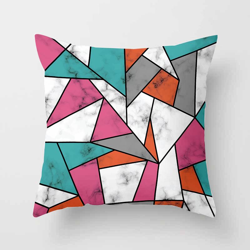 Home Decor Geometric Marble Print Sofa Cushion Decorative Pillowcase Polyester Square Throw Pillow Funda De Almohada